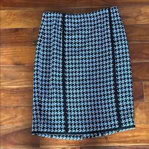 Carlisle Black and Blue Houndstooth Pencil Skirt